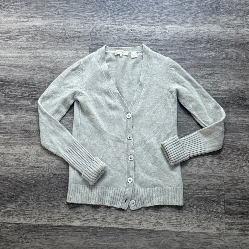 Inhabit Light Gray Cashmere Sweater Size Small Button Down Casual Minimalist